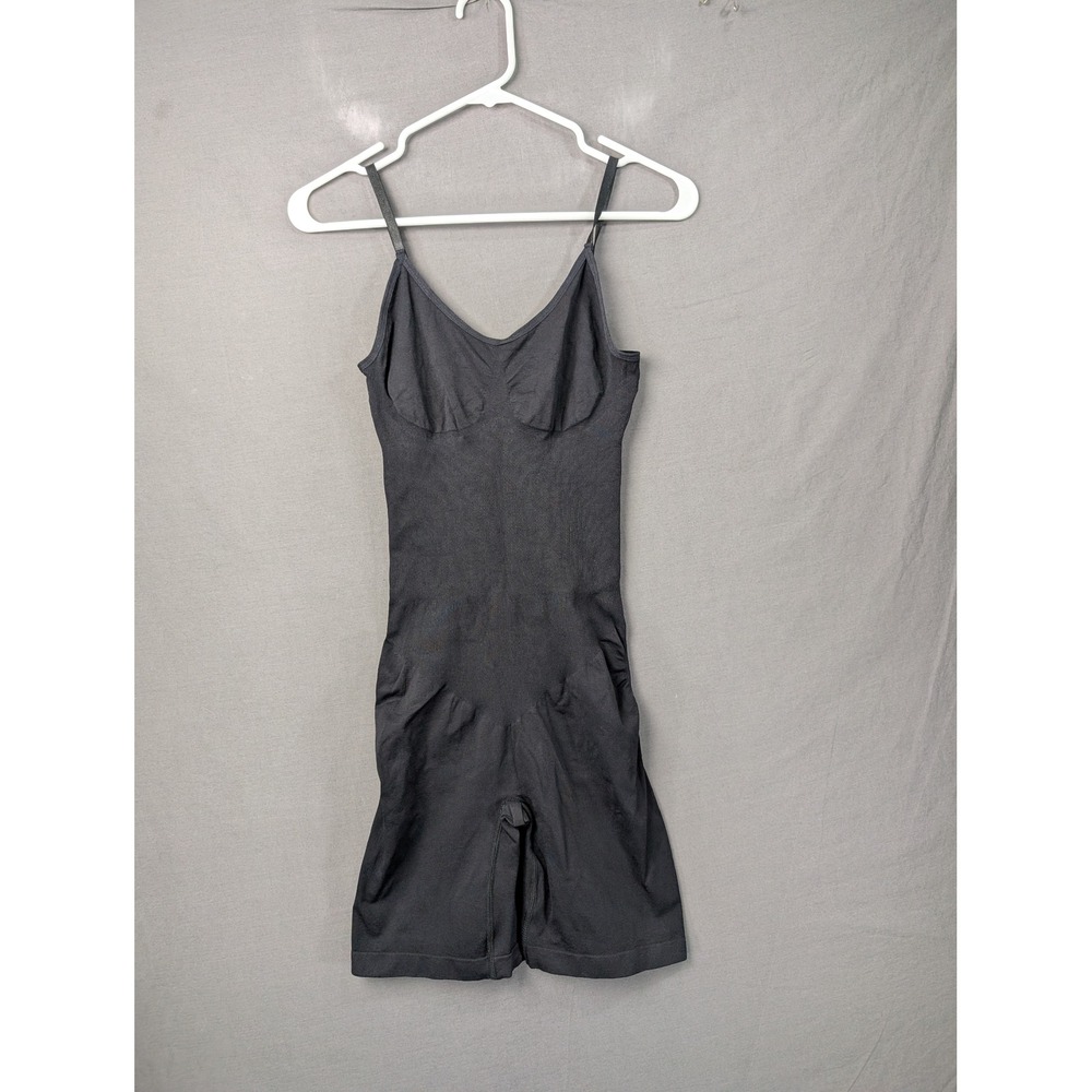 Unbranded Black Full Body Shapewear Mid-Thigh Bodysuit Size M 7881